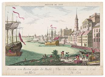 (AMERICAN REVOLUTION--PRINTS.) François X. Habermann, engraver. Group of "Vue de Boston" vue d'optique prints.